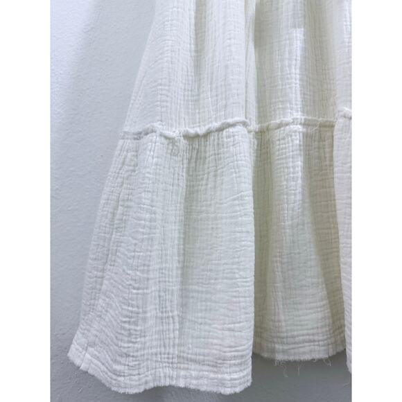 POL Ivory Embroidered Mini Dress Size L Boho Tassel Tie Balloon Sleeve - Picture 11 of 13